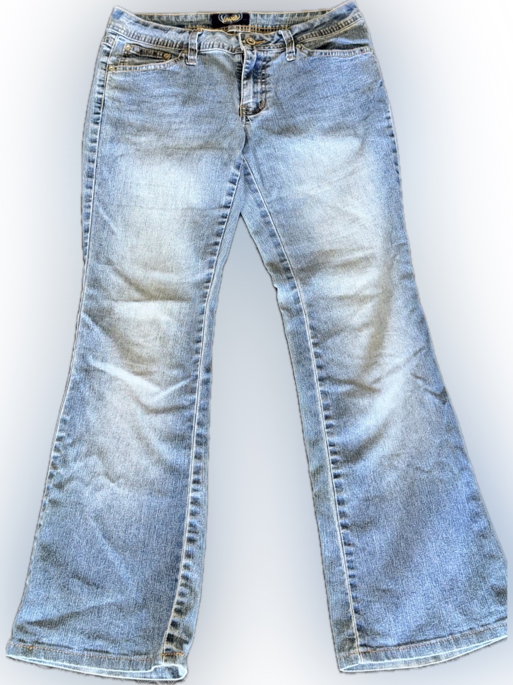 Women’s Y2K Angels Jeans Light‎ Blue Flare with Pocket design size 9